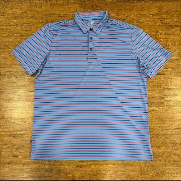 Mizzen + Main Blue Striped Versa Performance‎ Classic Fit Golf Polo Shirt Men XL - Picture 2 of 8